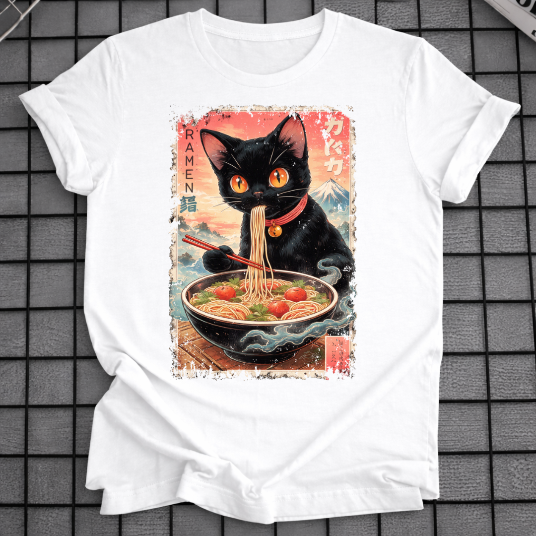 JAPANISCHES SCHWARZKATZEN-RAMEN-T-SHIRT