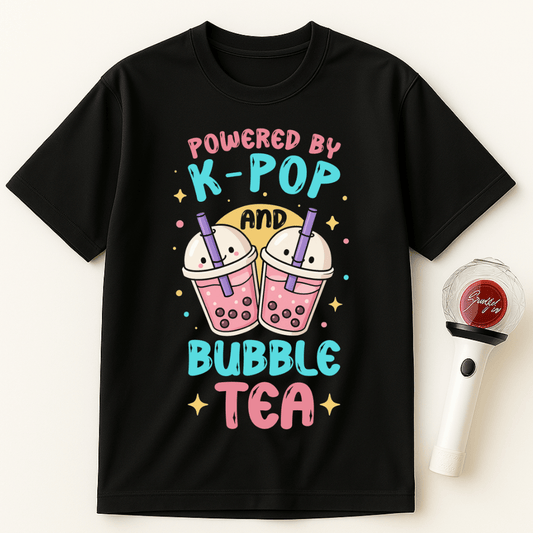 POWERED BY K-POP AND BUBBLE TEA UNISEX T-SHIRT