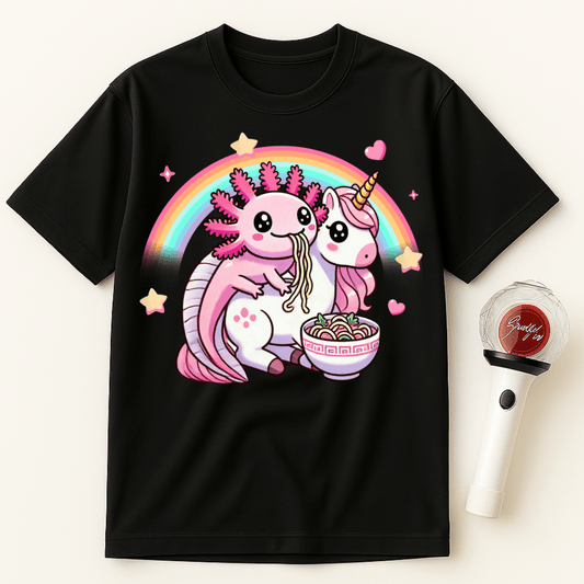 KAWAII AXOLOTL AND UNICORN RAMEN UNISEX T-SHIRT
