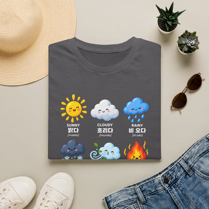 Weather Emoji Chart T-Shirt — Sunny Cloudy Rainy Korean Weather Icons