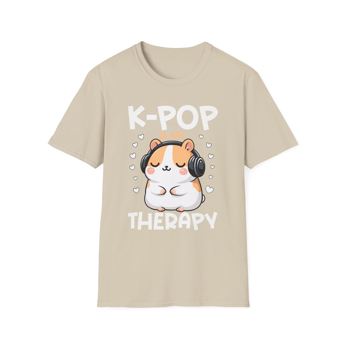 K-Pop Is My Therapy T-Shirt — Cute Hamster Headphones Tee for K-Pop Fans