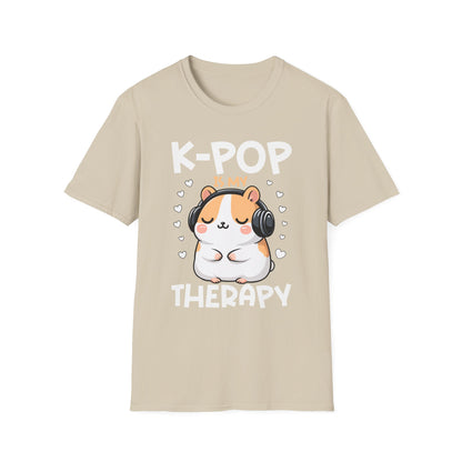 K-Pop Is My Therapy T-Shirt — Cute Hamster Headphones Tee for K-Pop Fans