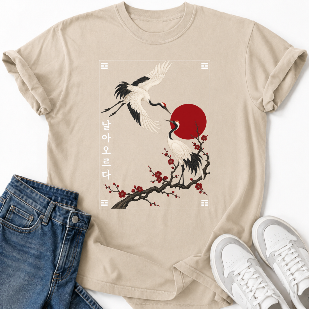 CRANES & RED SUN T-SHIRT