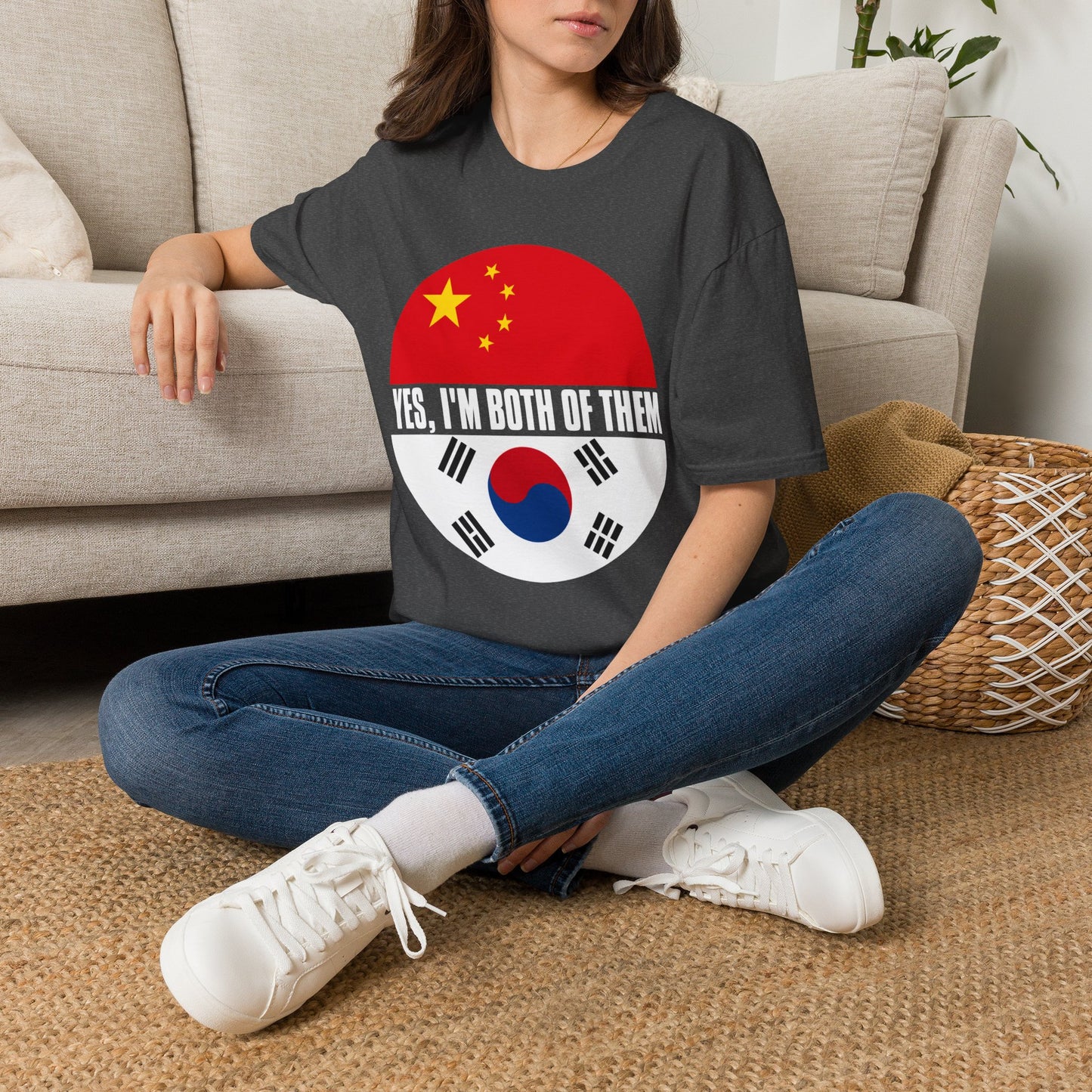 Flag Heritage T-Shirt — “Yes, I’m Both of Them” China & South Korea Pride Tee