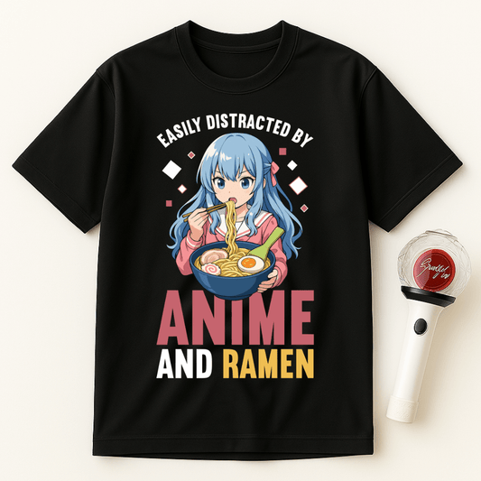 EASILY DISTRACTED BY ANIME AND RAMEN T-SHIRT