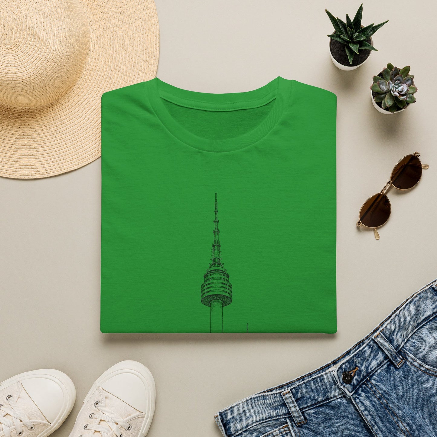 Namsan Tower T‑Shirt — Minimal Seoul Skyline Tee