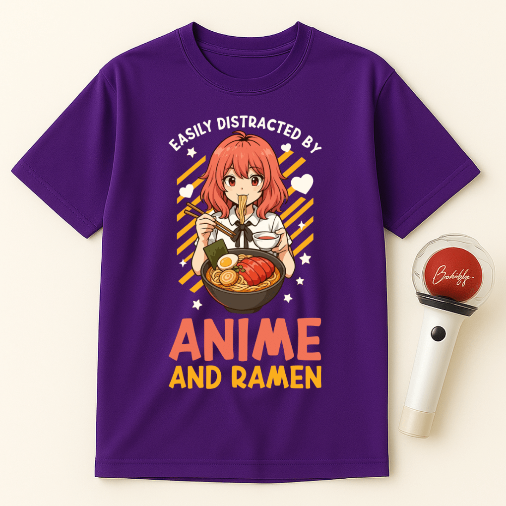 DISTRACTED BY ANIME AND RAMEN T-SHIRT