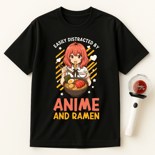 DISTRACTED BY ANIME AND RAMEN T-SHIRT