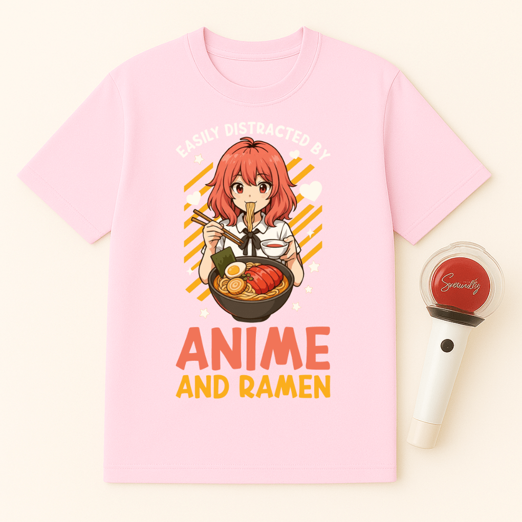 DISTRACTED BY ANIME AND RAMEN T-SHIRT