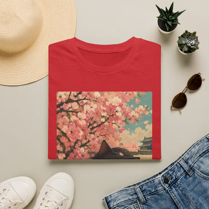 Cherry Blossom Cat T-Shirt — Cute Black Cat Under Sakura Scene