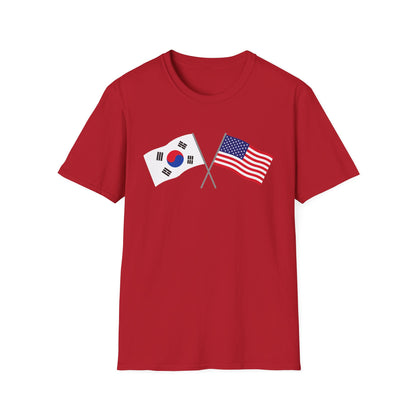 Korea USA Crossed Flags T-Shirt — Korean & American Friendship Tee