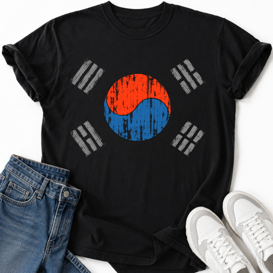 KOREA FLAG DISTRESSED T-SHIRT