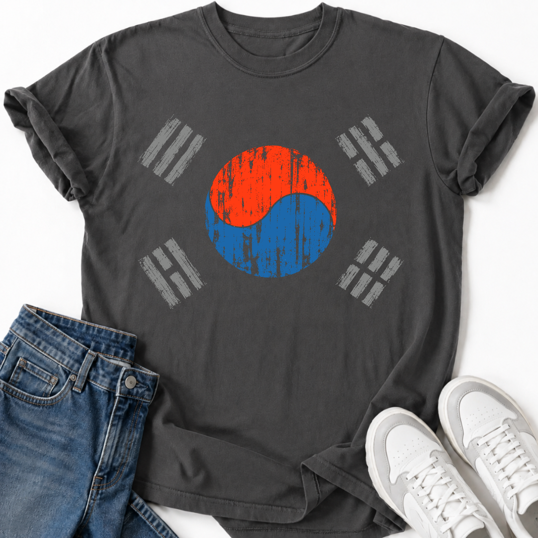 KOREA FLAG DISTRESSED T-SHIRT
