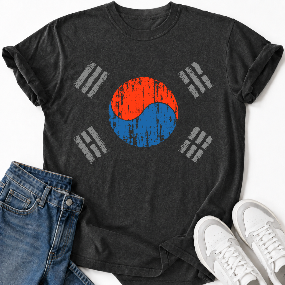 KOREA FLAG DISTRESSED T-SHIRT