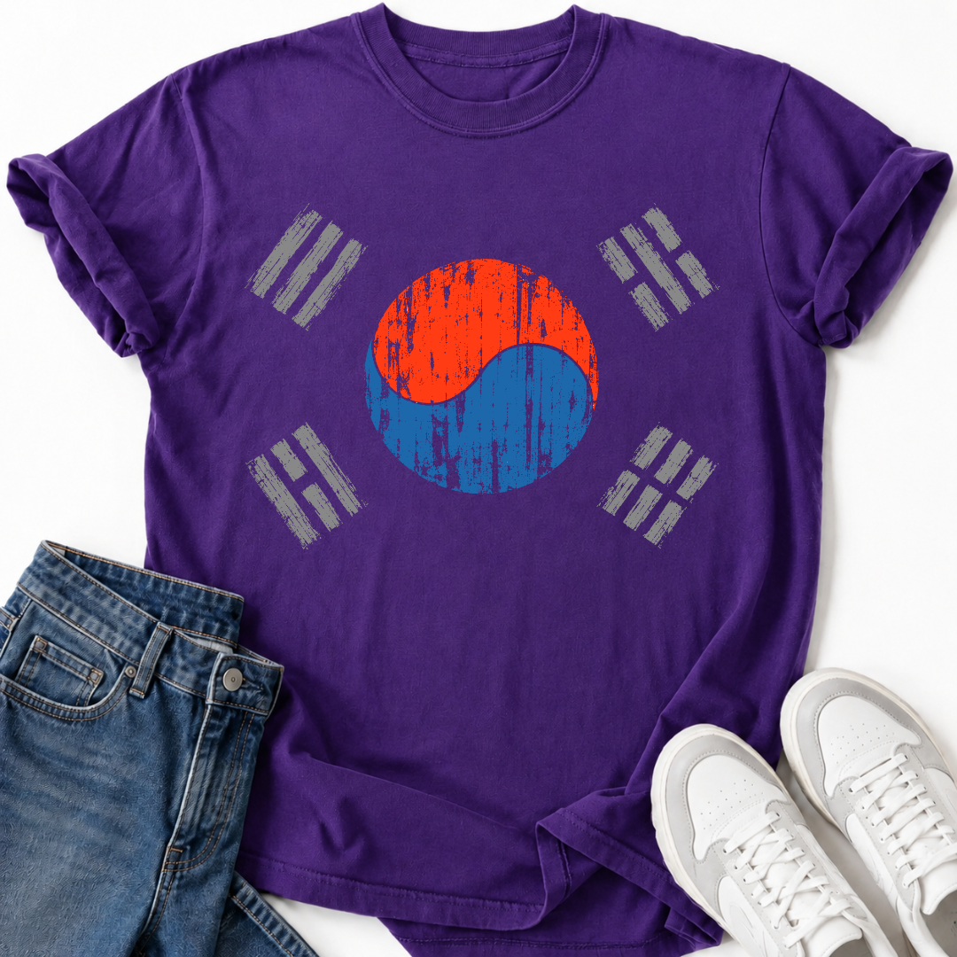 KOREA FLAG DISTRESSED T-SHIRT