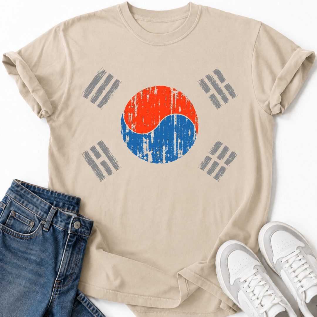 KOREA FLAG DISTRESSED T-SHIRT
