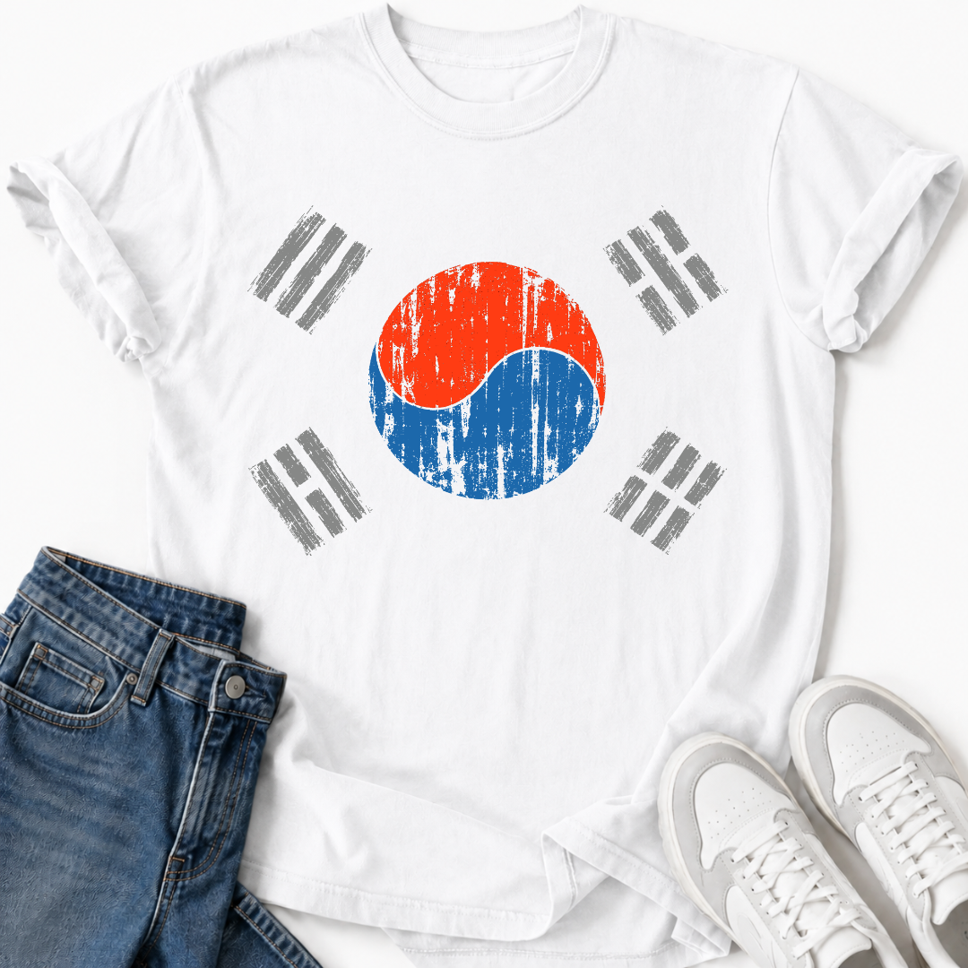 KOREA FLAG DISTRESSED T-SHIRT