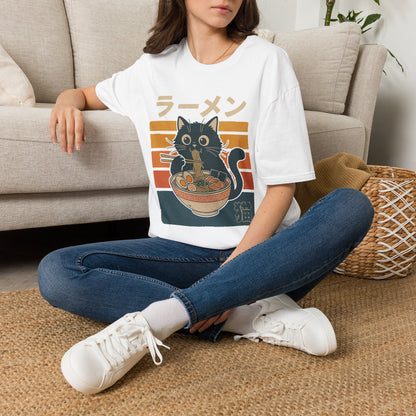 Ramen Cat T‑Shirt — Cute Japanese Neko Eating Ramen Graphic Tee