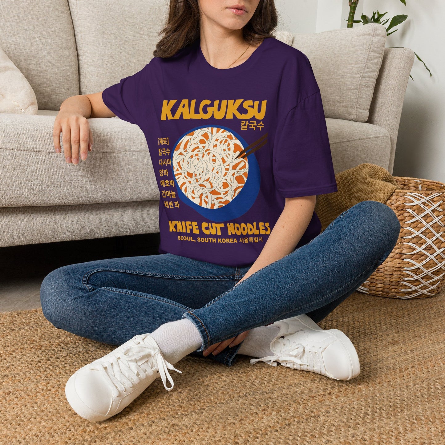 Kalguksu Noodle T-Shirt — 'Knife Cut Noodles' Retro Korean Food Tee
