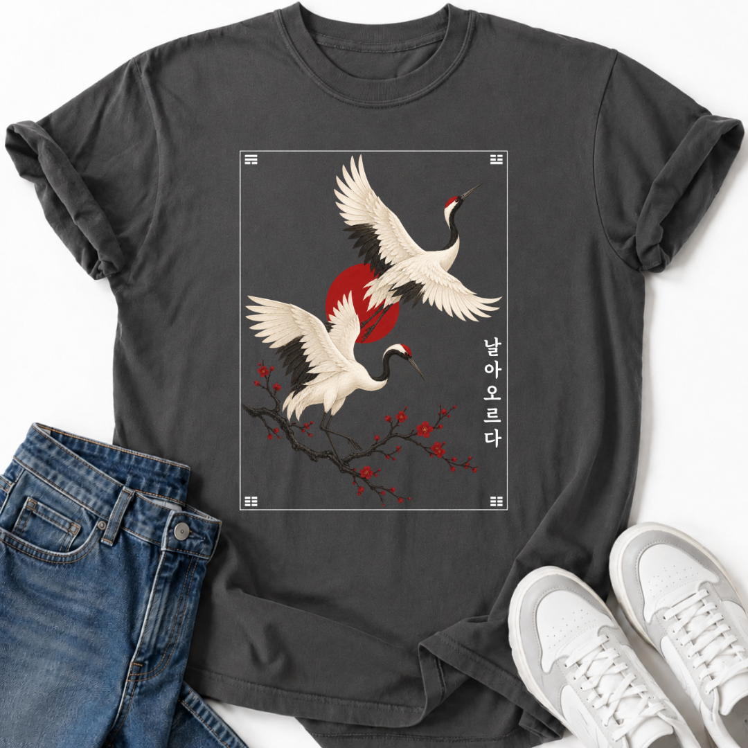 TRADITIONAL KOREAN CRANES T-SHIRT