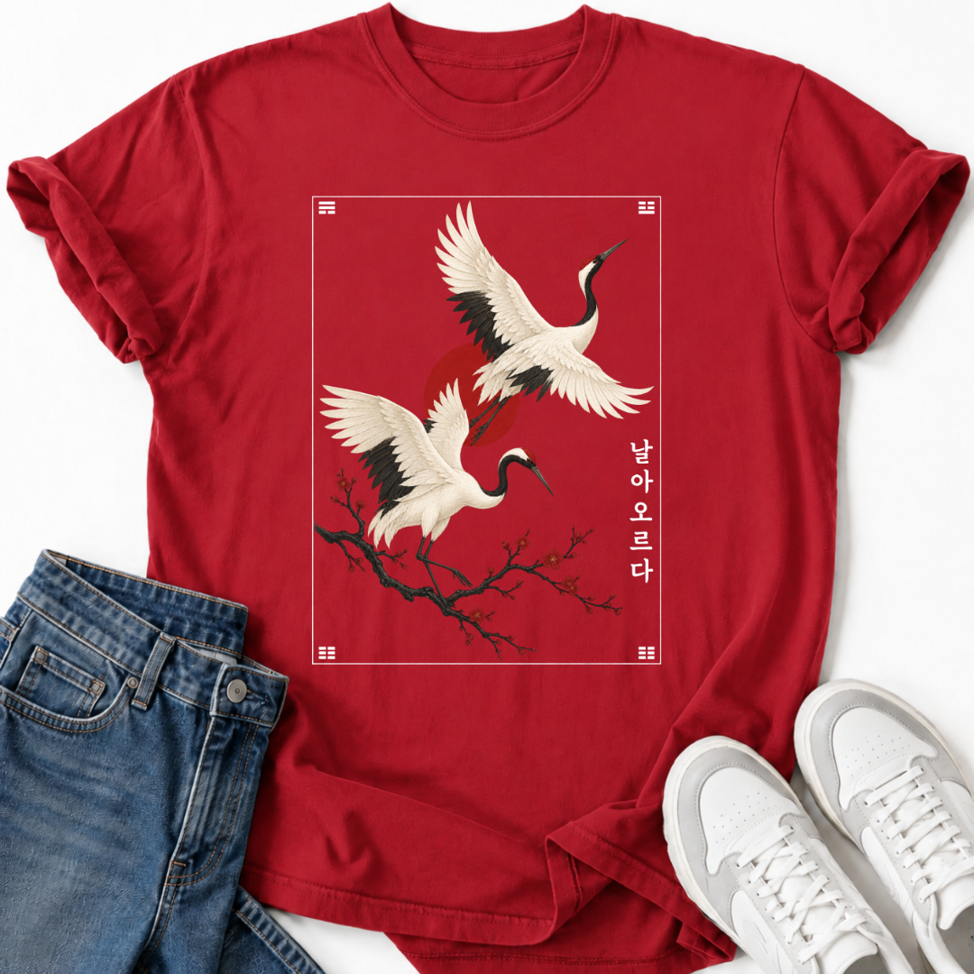 TRADITIONAL KOREAN CRANES T-SHIRT