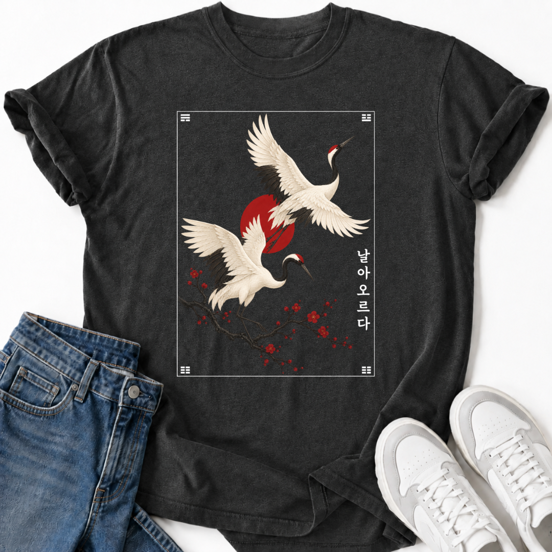 TRADITIONAL KOREAN CRANES T-SHIRT