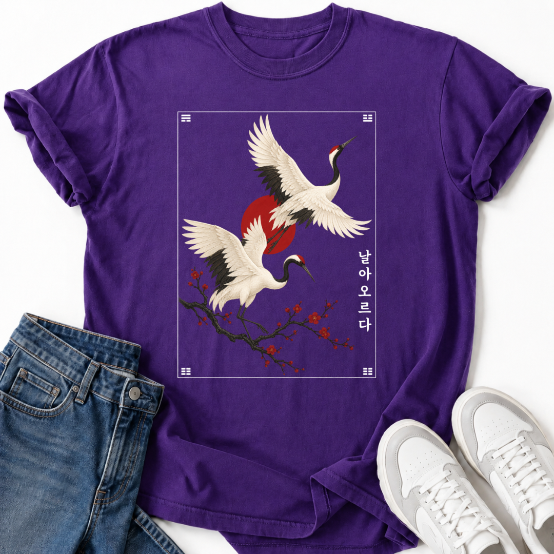 TRADITIONAL KOREAN CRANES T-SHIRT
