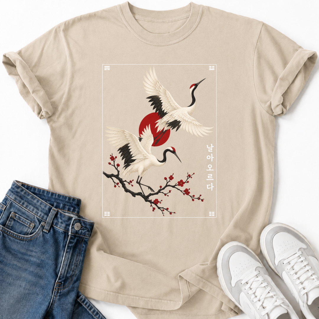 TRADITIONAL KOREAN CRANES T-SHIRT