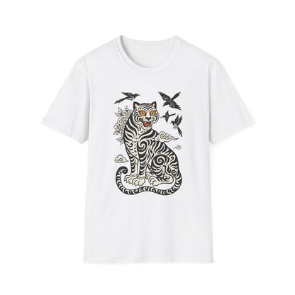 Tiger & Crows Graphic T-Shirt — Bold Japanese-Inspired Tattoo Style