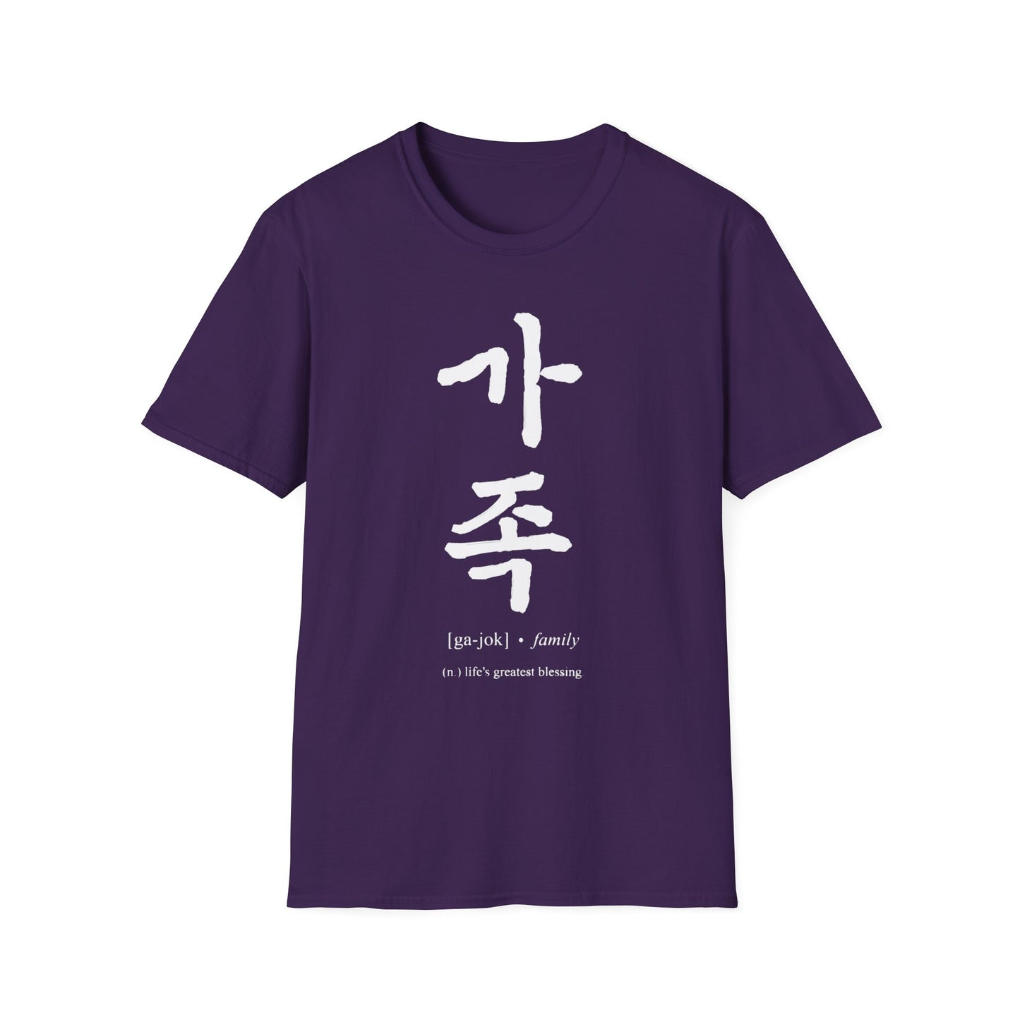 Korean '가족 (Family)' T-Shirt — Bold Brushstroke Script Tee