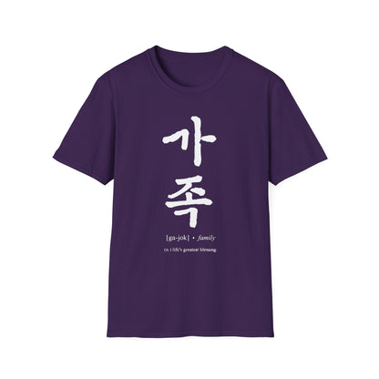 Korean '가족 (Family)' T-Shirt — Bold Brushstroke Script Tee