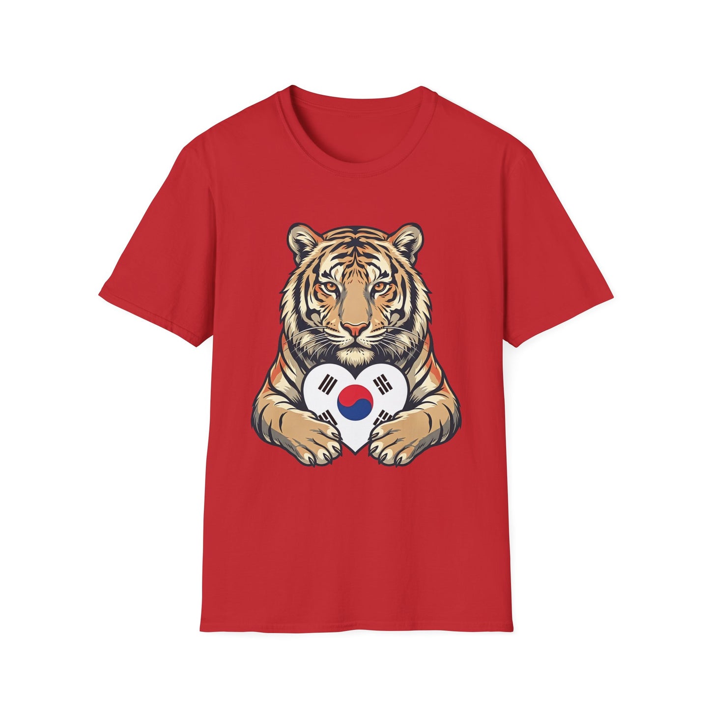 Tiger Holding South Korea Heart T-Shirt — Korean Pride Graphic Tee