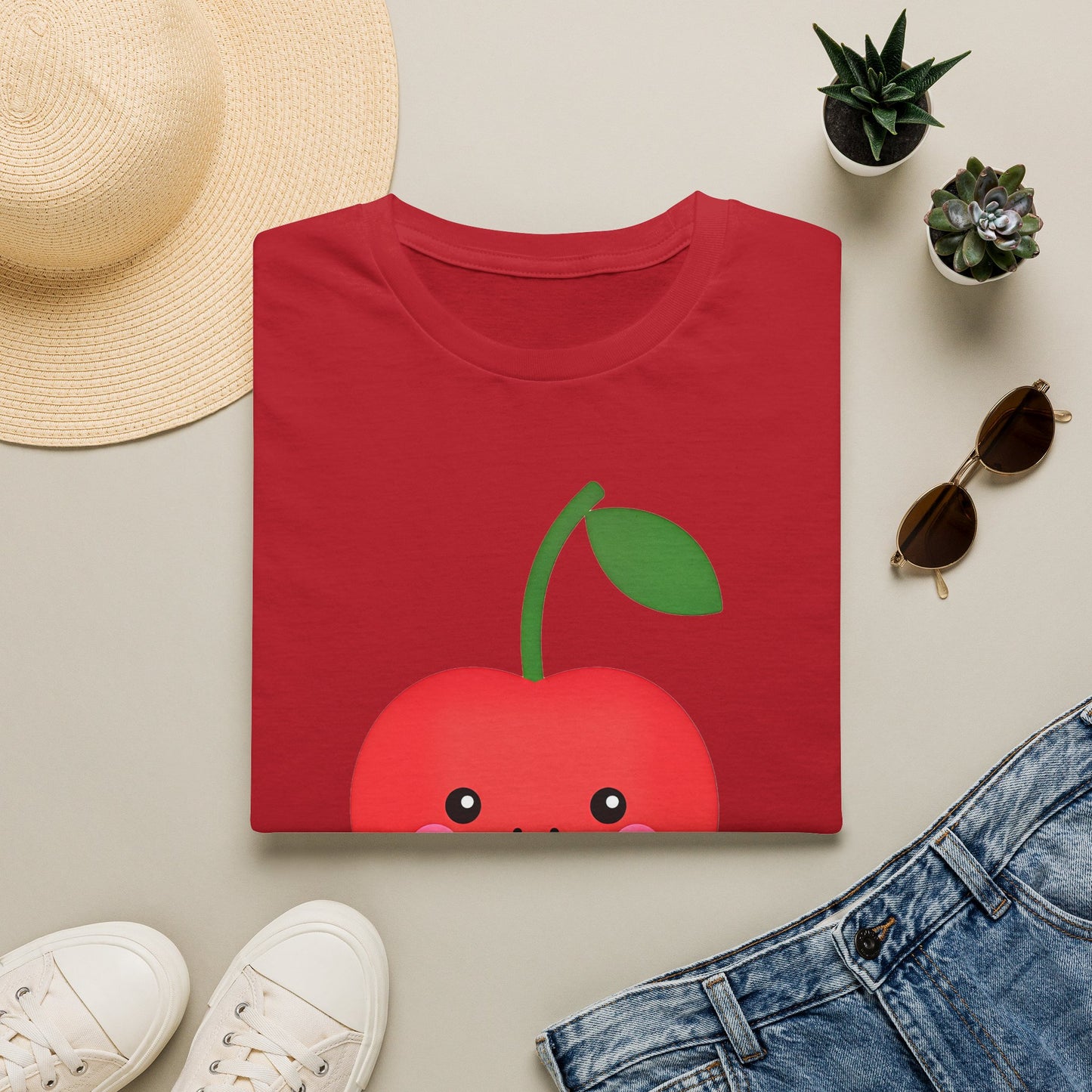Cherry Cute T-Shirt — Kawaii Cherry Graphic with Korean Text
