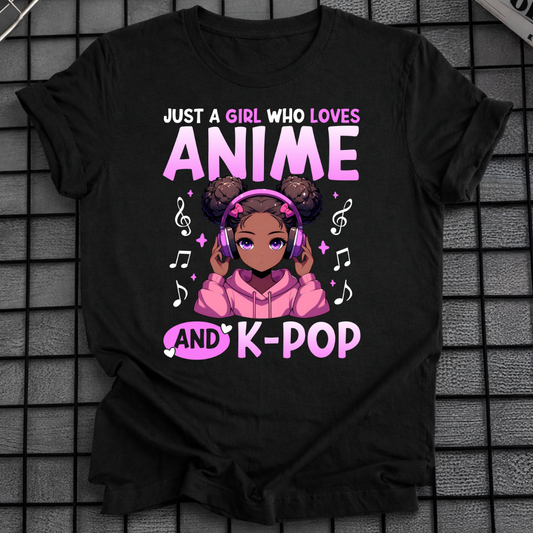 BLACK ANIME GIRL K-POP T-SHIRT