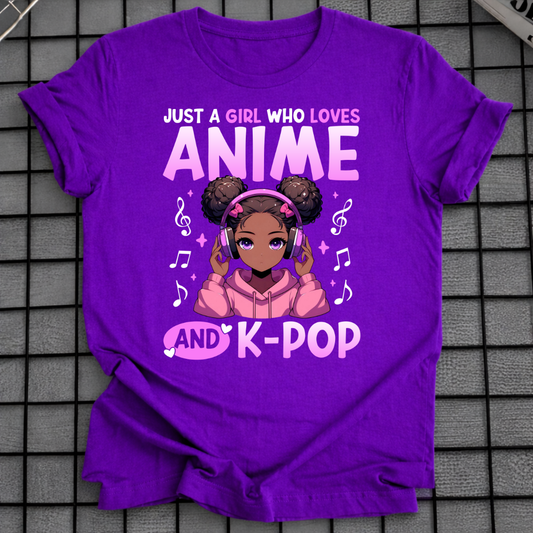 BLACK ANIME GIRL K-POP T-SHIRT