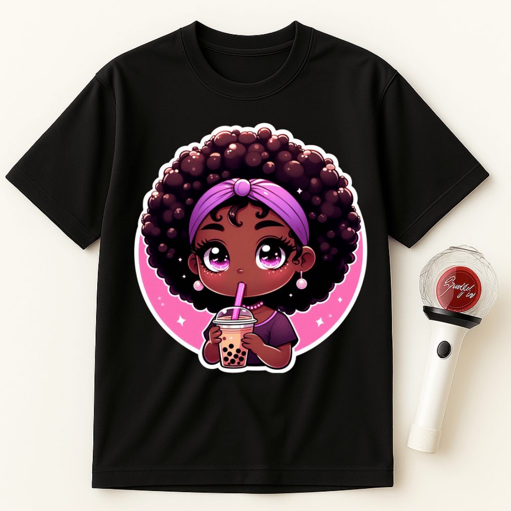 KAWAII GIRL WITH BOBA DRINK UNISEX T-SHIRT