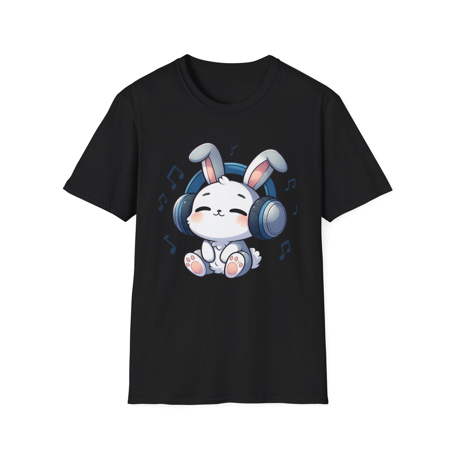 Cute Bunny Music Unisex Softstyle T-Shirt - Perfect Gift for Music Lovers