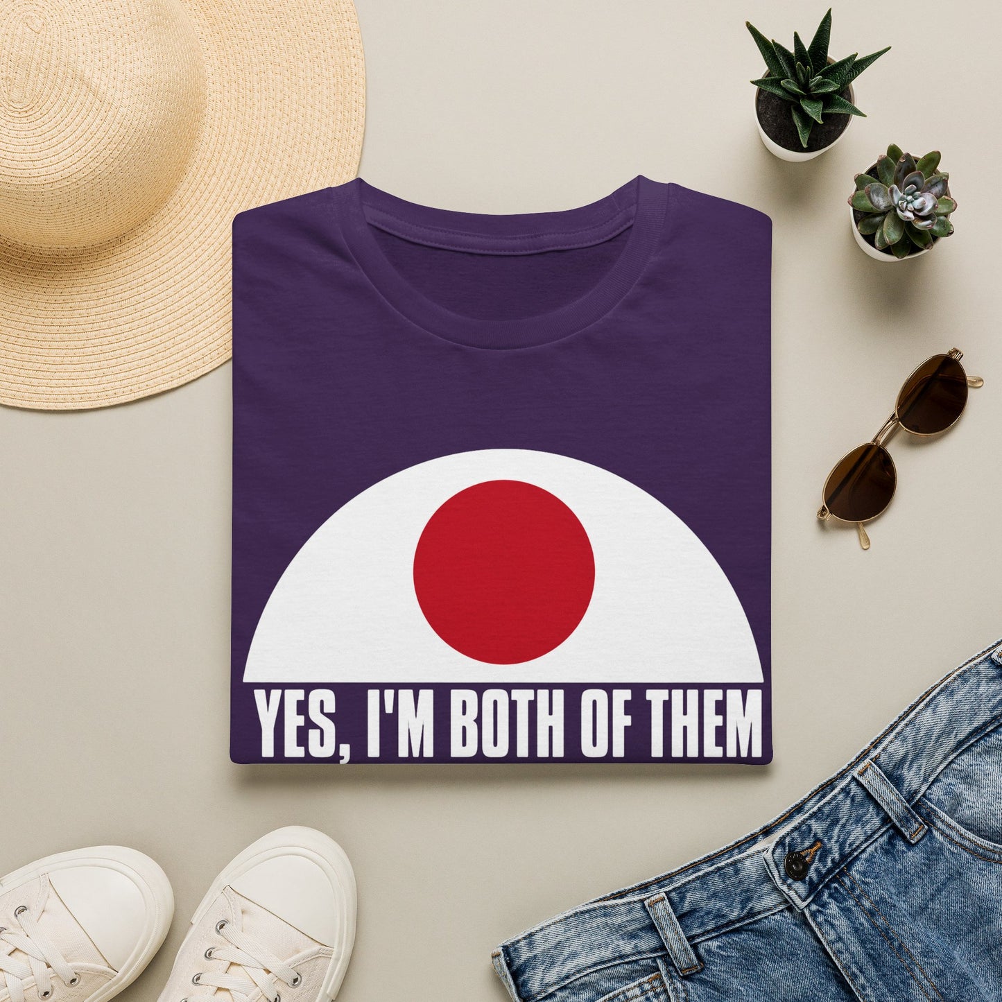 T-Shirt — "Yes, I'm Both of Them" Japan & Korea Flag Pride Tee