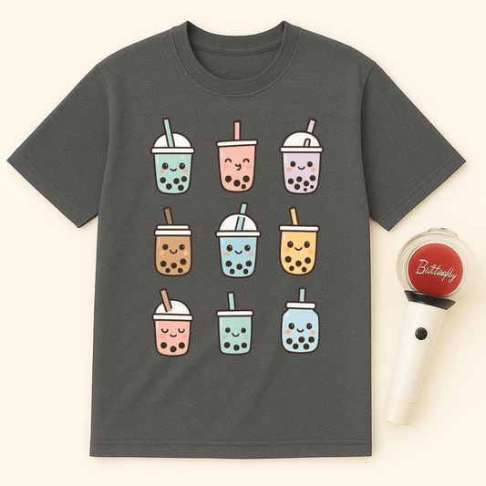 CUTE BOBA TEA GRID UNISEX T-SHIRT