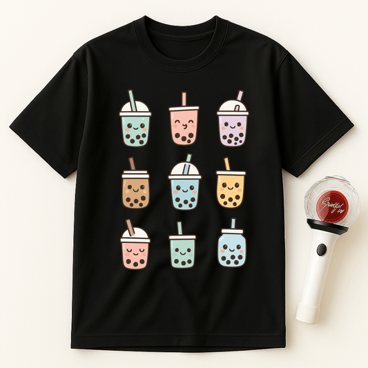 CUTE BOBA TEA GRID UNISEX T-SHIRT