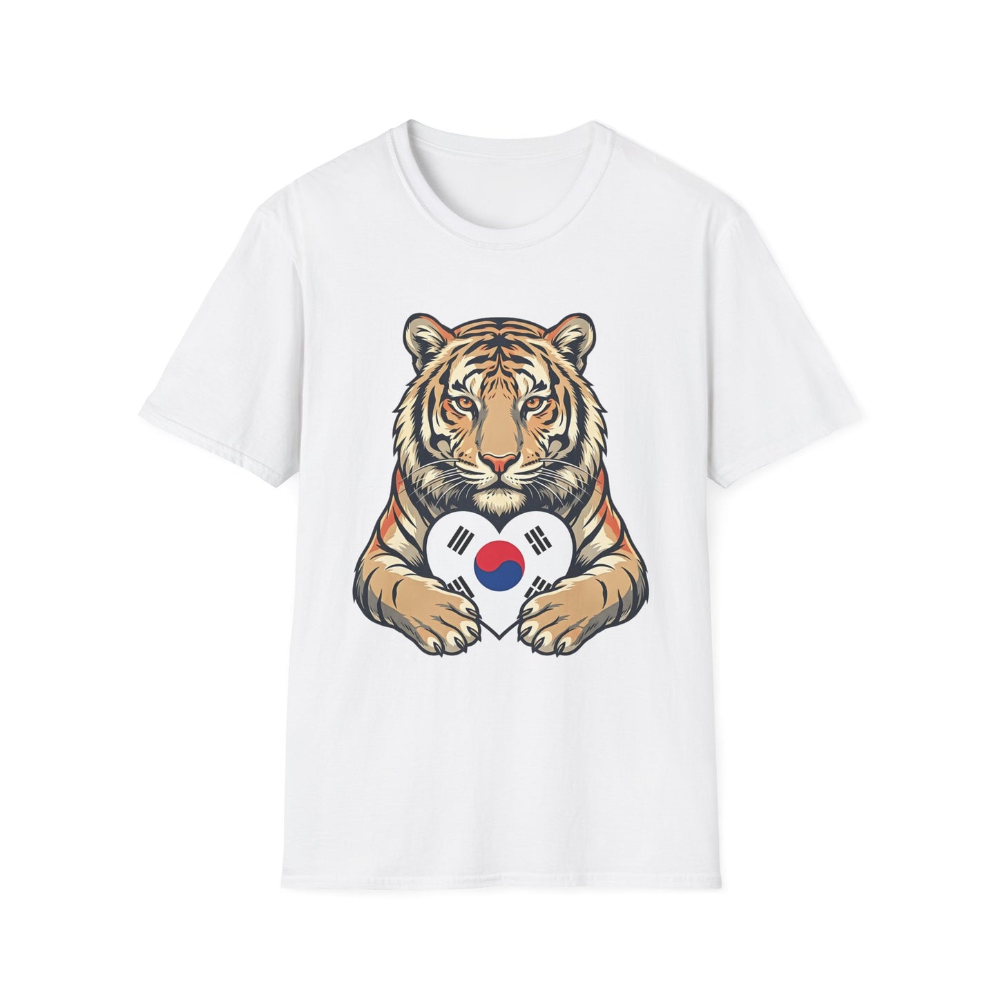 Tiger Holding South Korea Heart T-Shirt — Korean Pride Graphic Tee