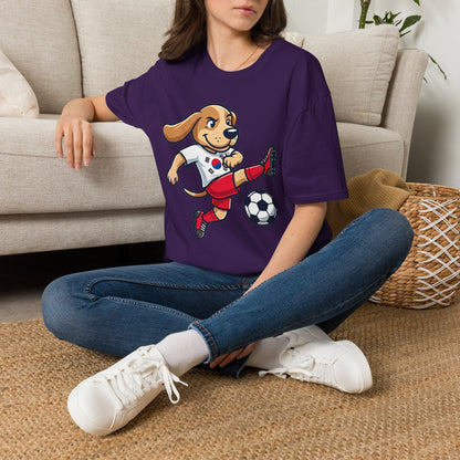 Kids’ Soccer Dog T-Shirt — Cute Cartoon Puppy Kicking Ball (Korean Flag Jersey)