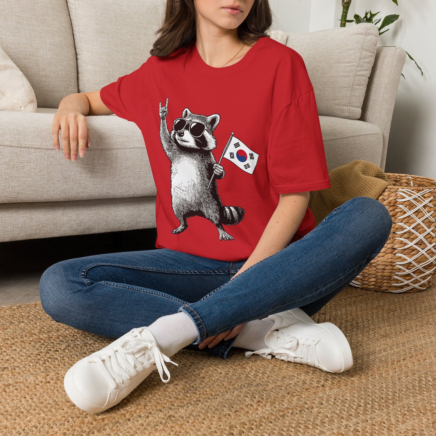 Korean Flag Raccoon T-Shirt — Cool Raccoon with South Korea Flag