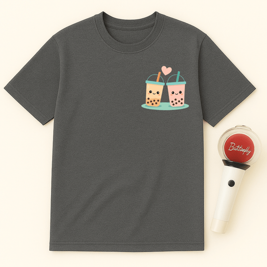 BOBA TEA COUPLE HEART UNISEX T-SHIRT