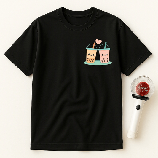 BOBA TEA COUPLE HEART UNISEX T-SHIRT