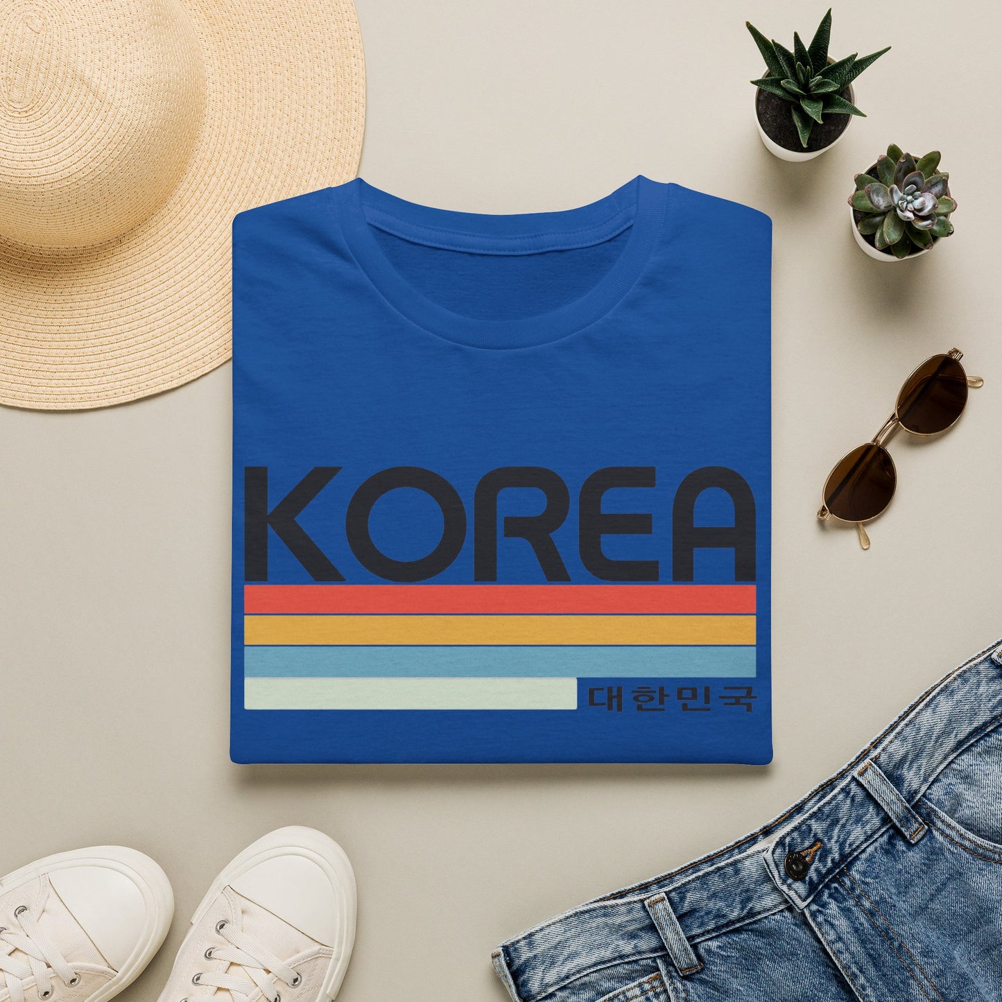 Korea Retro Stripe T-Shirt — 대한민국 Vintage Travel Tee