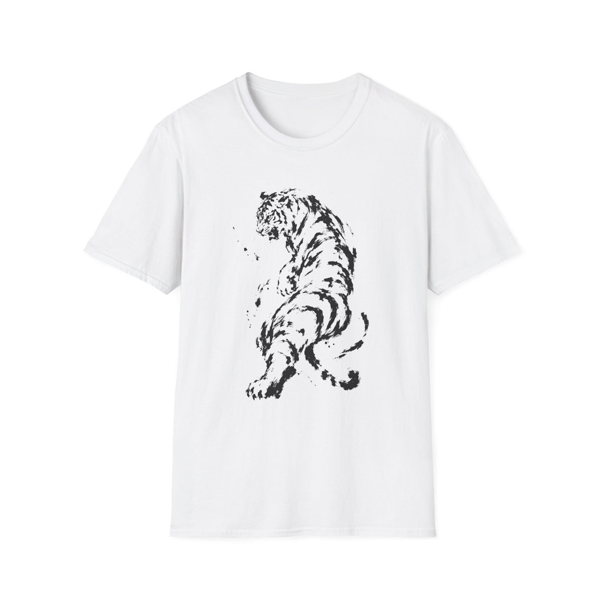 Minimalist Ink Tiger T-Shirt — Monochrome Wildlife Tee