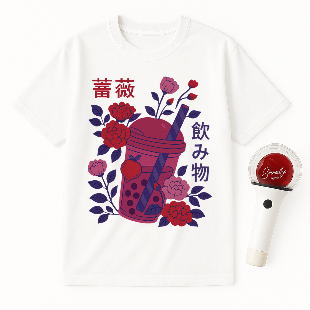 FLORAL BOBA ART T-SHIRT