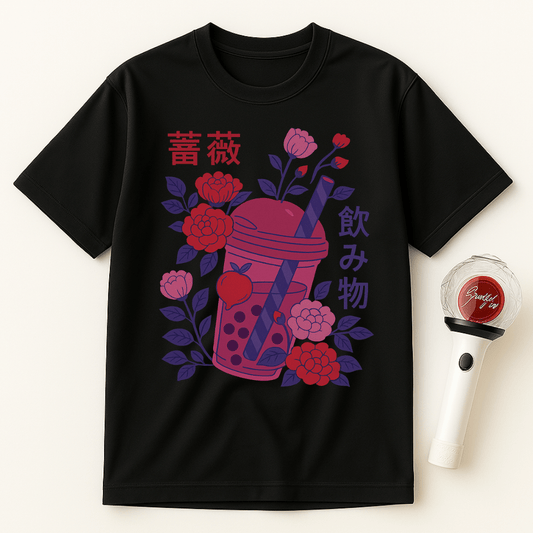 FLORAL BOBA ART T-SHIRT