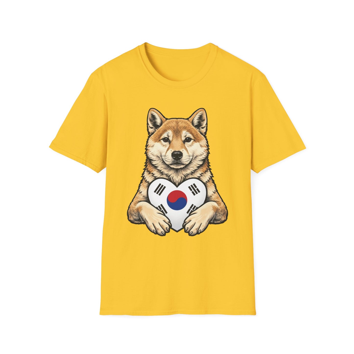 Shiba Inu Heart Tee — Cute Dog Holding South Korean Flag Graphic T-Shirt